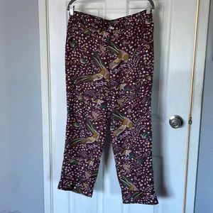 Drake’s London for J. Crew 100% Silk Print Cropped Pants